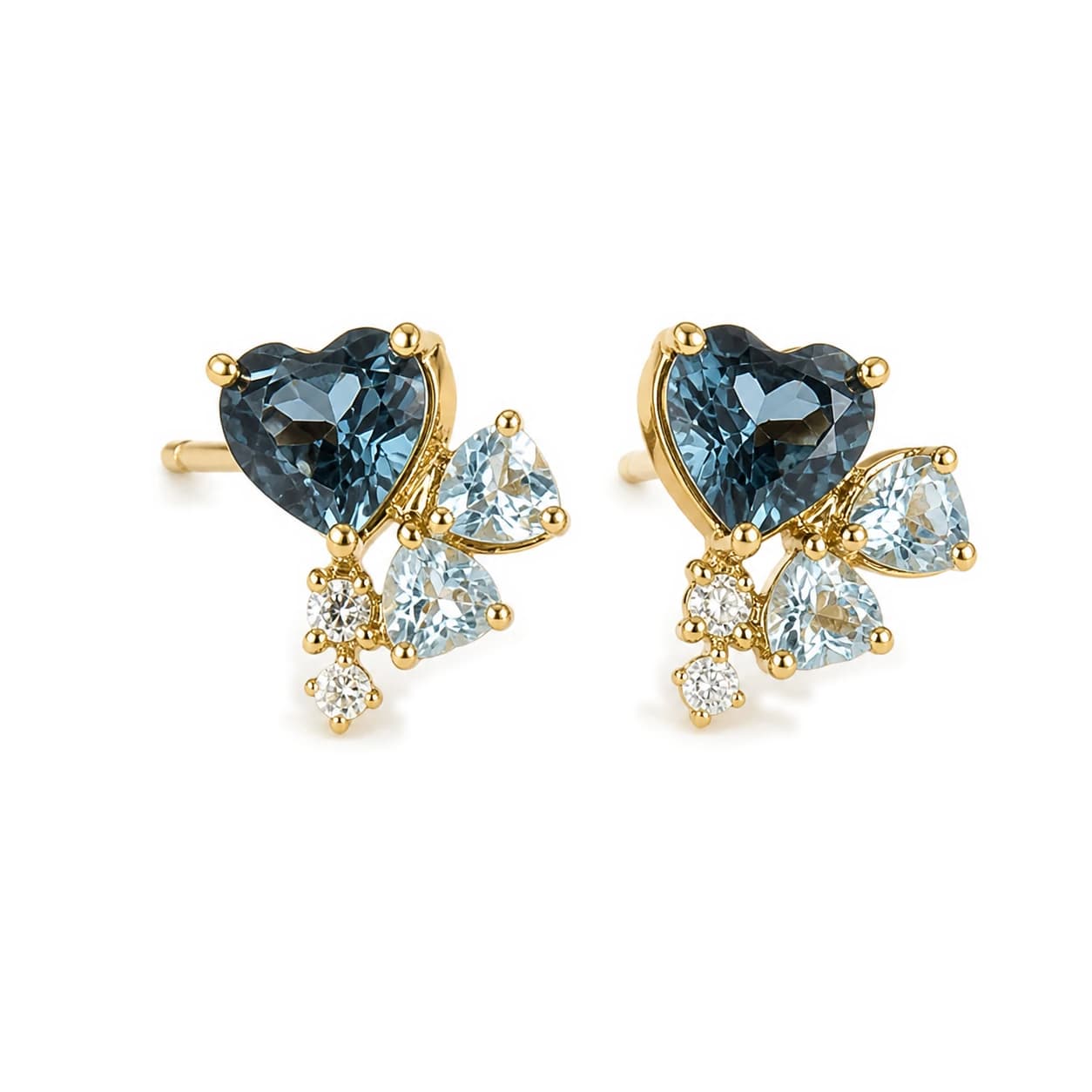 Pendientes de topacio azul y piedras de color