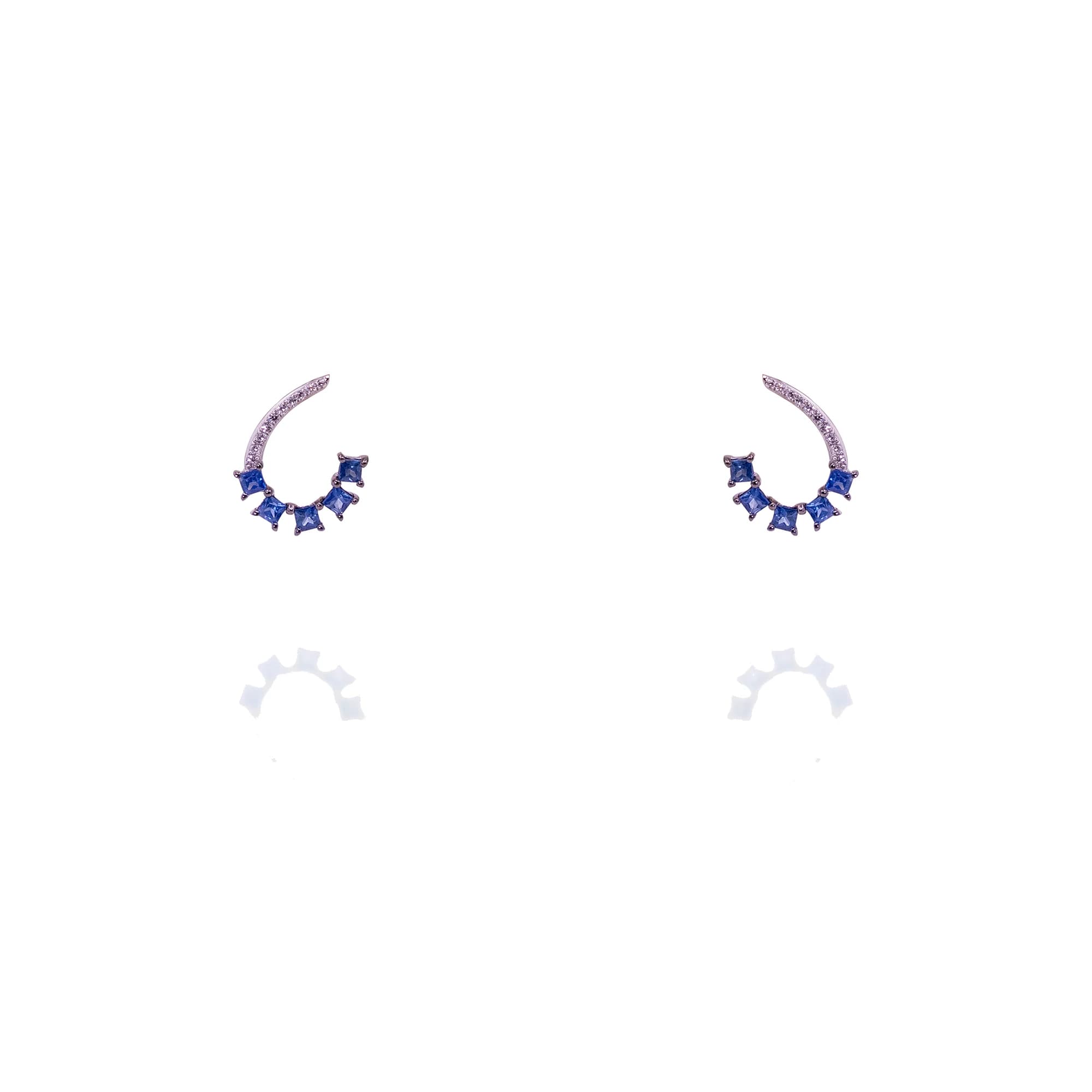 Pendientes oro blanco y zafiros