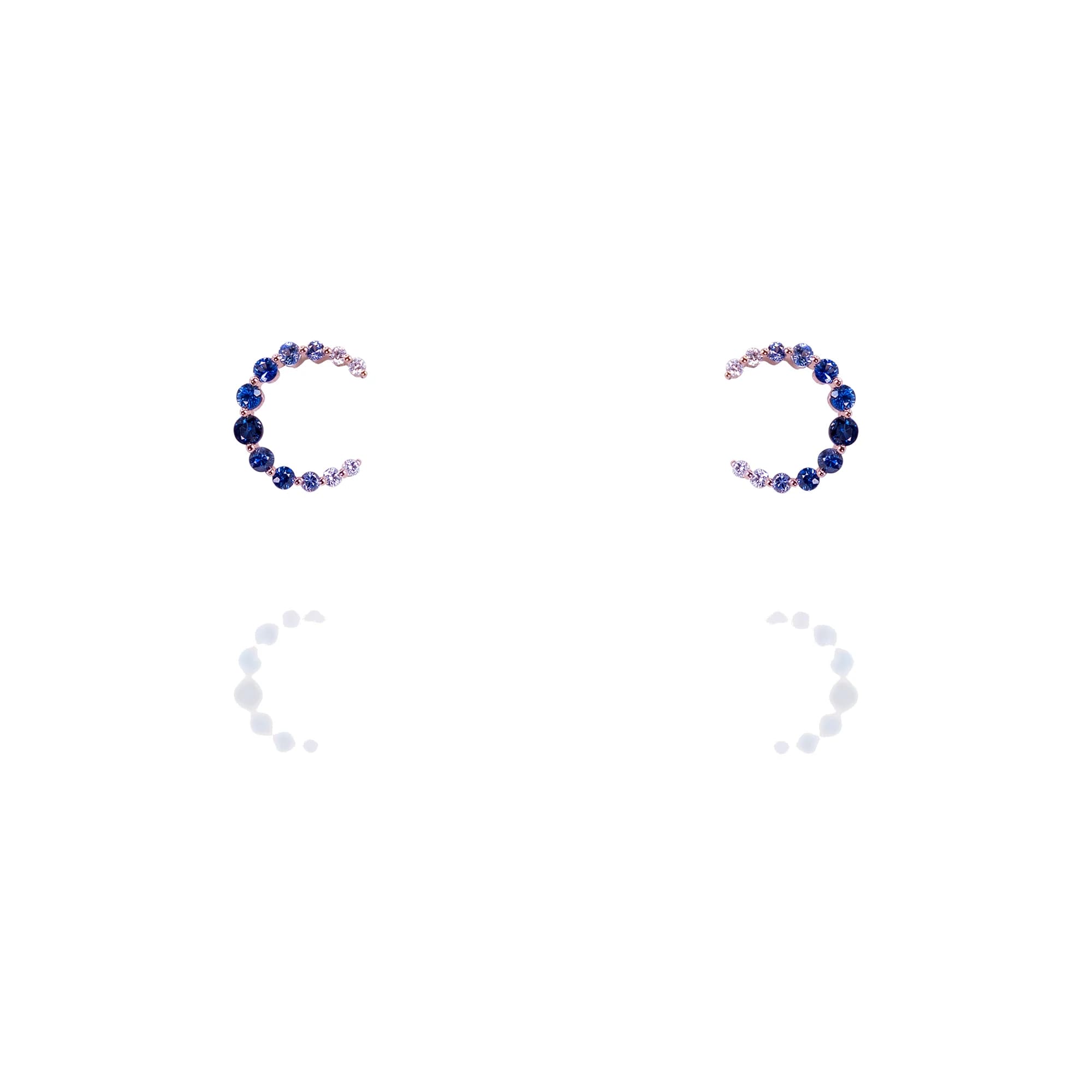 Pendientes oro blanco y zafiros azules