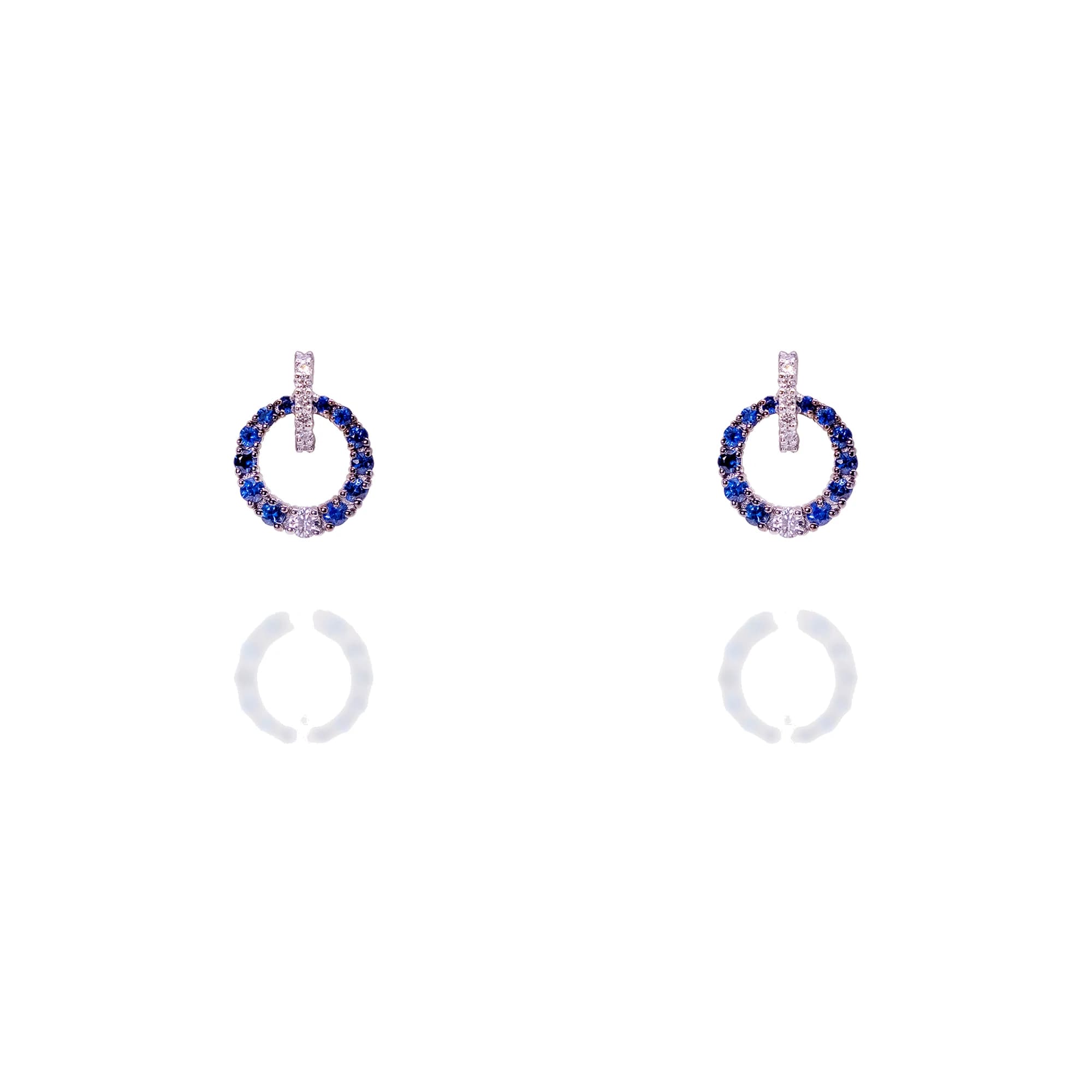 Pendientes oro blanco zafiros y brillantes