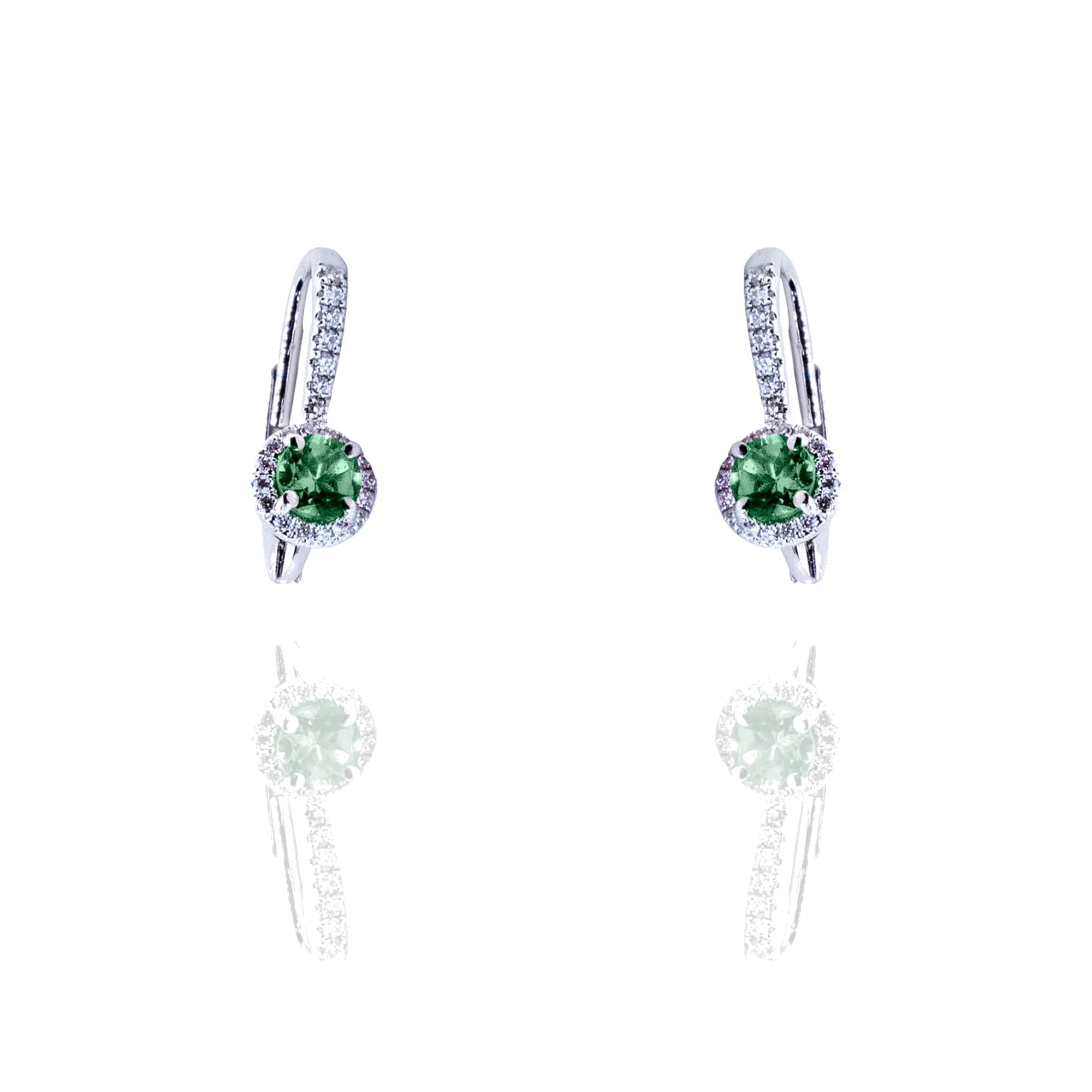 Pendientes oro de ley blanco, tsavoritas y diamantes