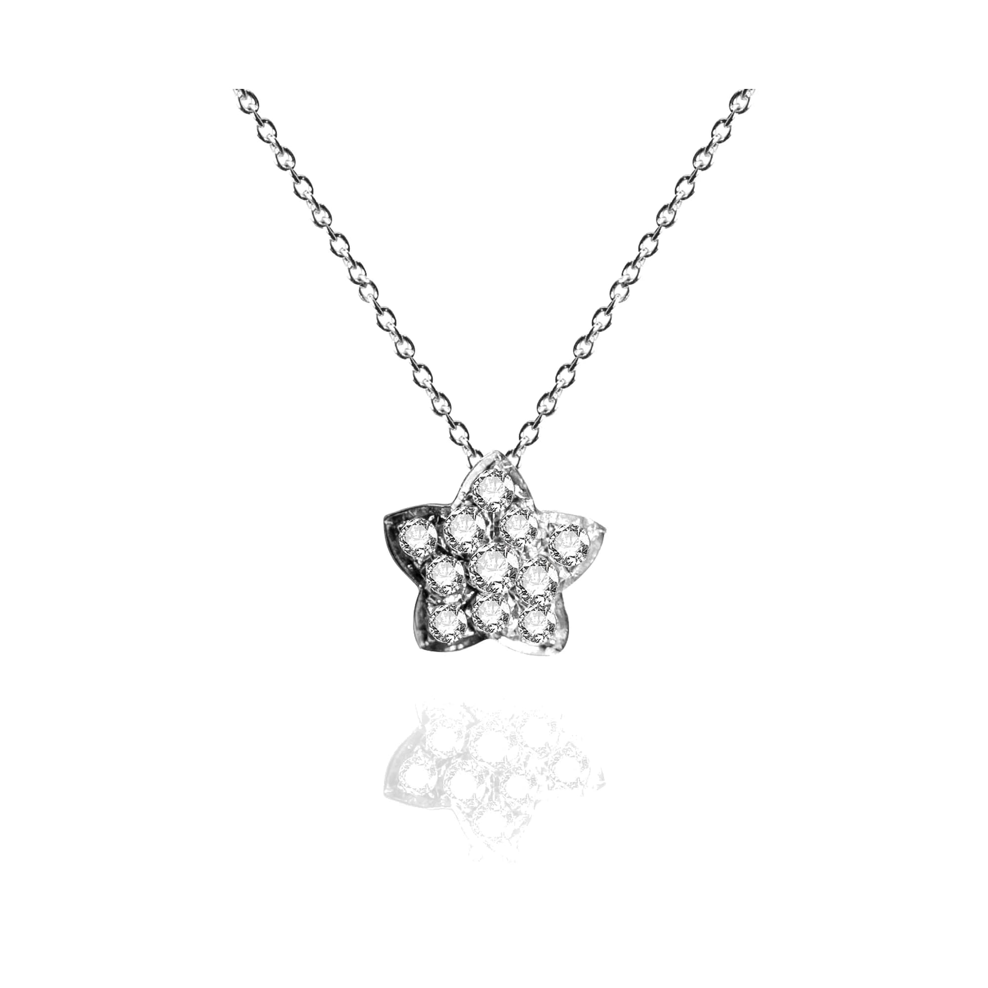 Cadena de oro blanco con colgante en brillantes