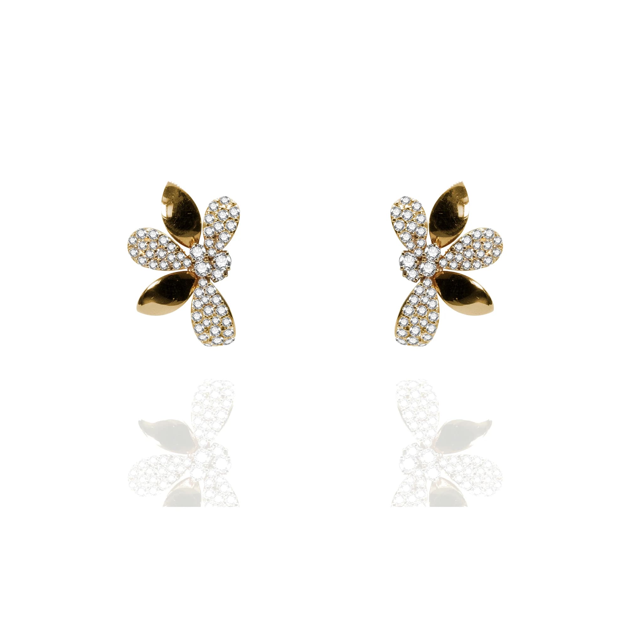 Pendientes oro rosa brillantes