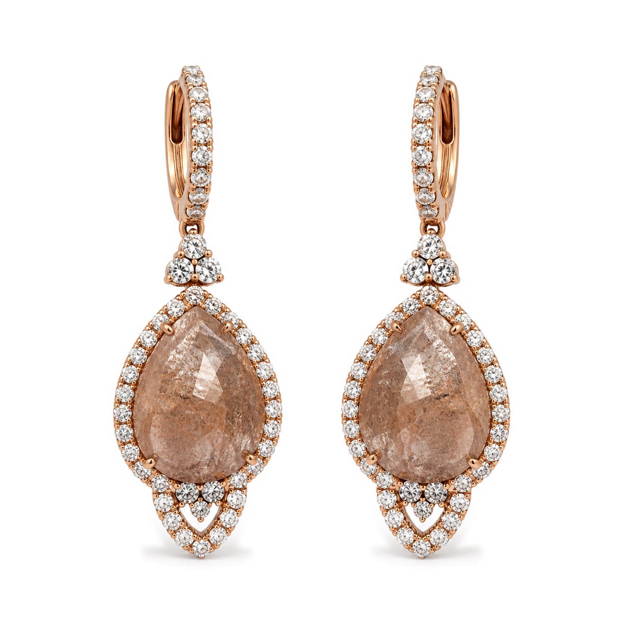 Pendientes de oro rosa con morganita