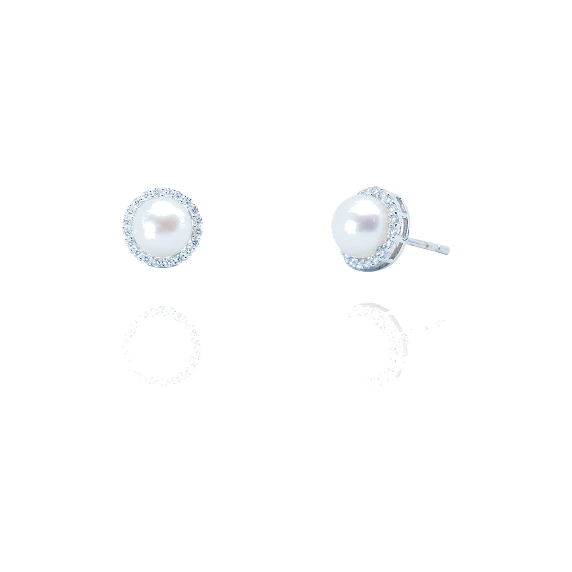 Pendientes Oro Blanco De 18 Quilates, Diamantes y Perlas Cultivadas