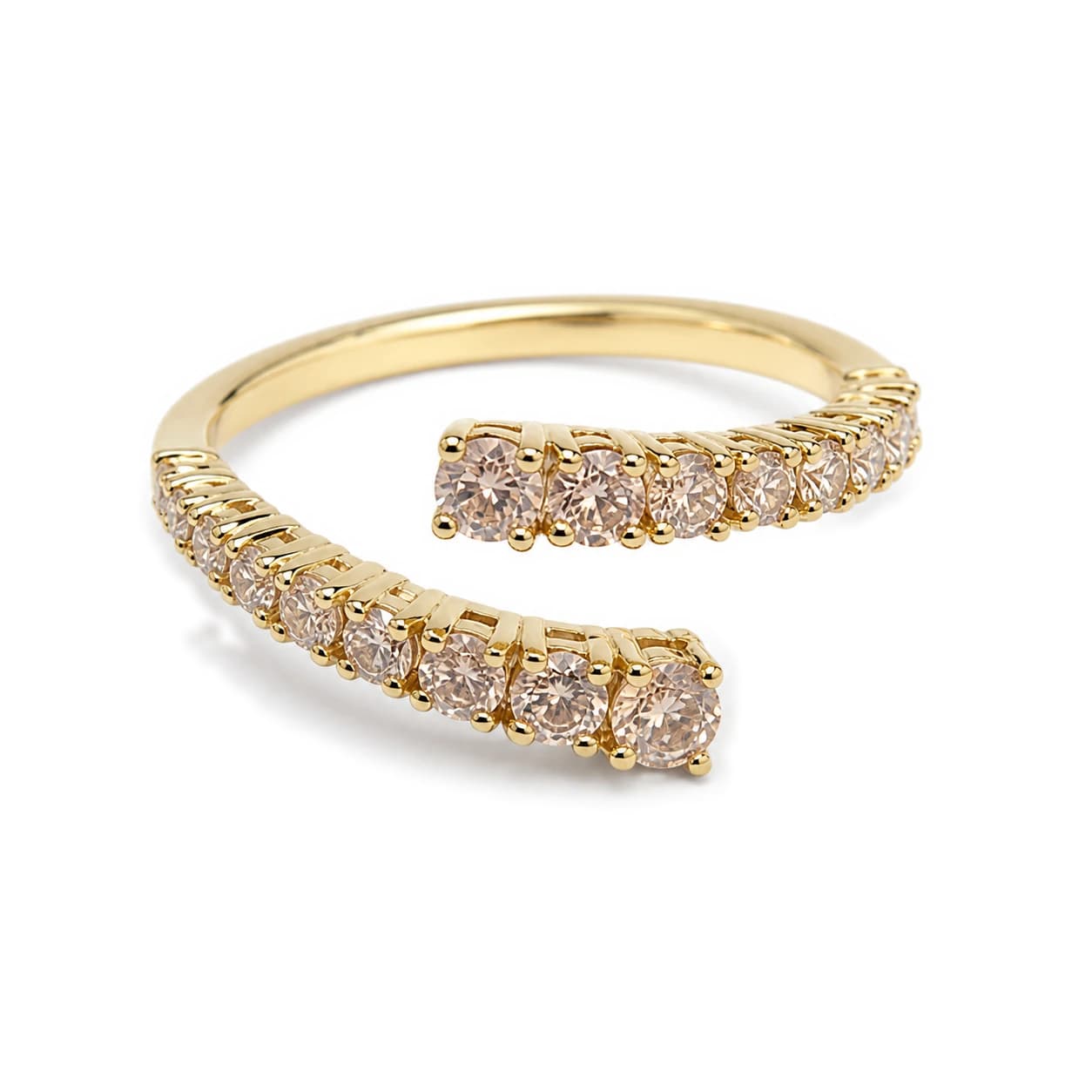 Anillo abierto de oro y brillantes