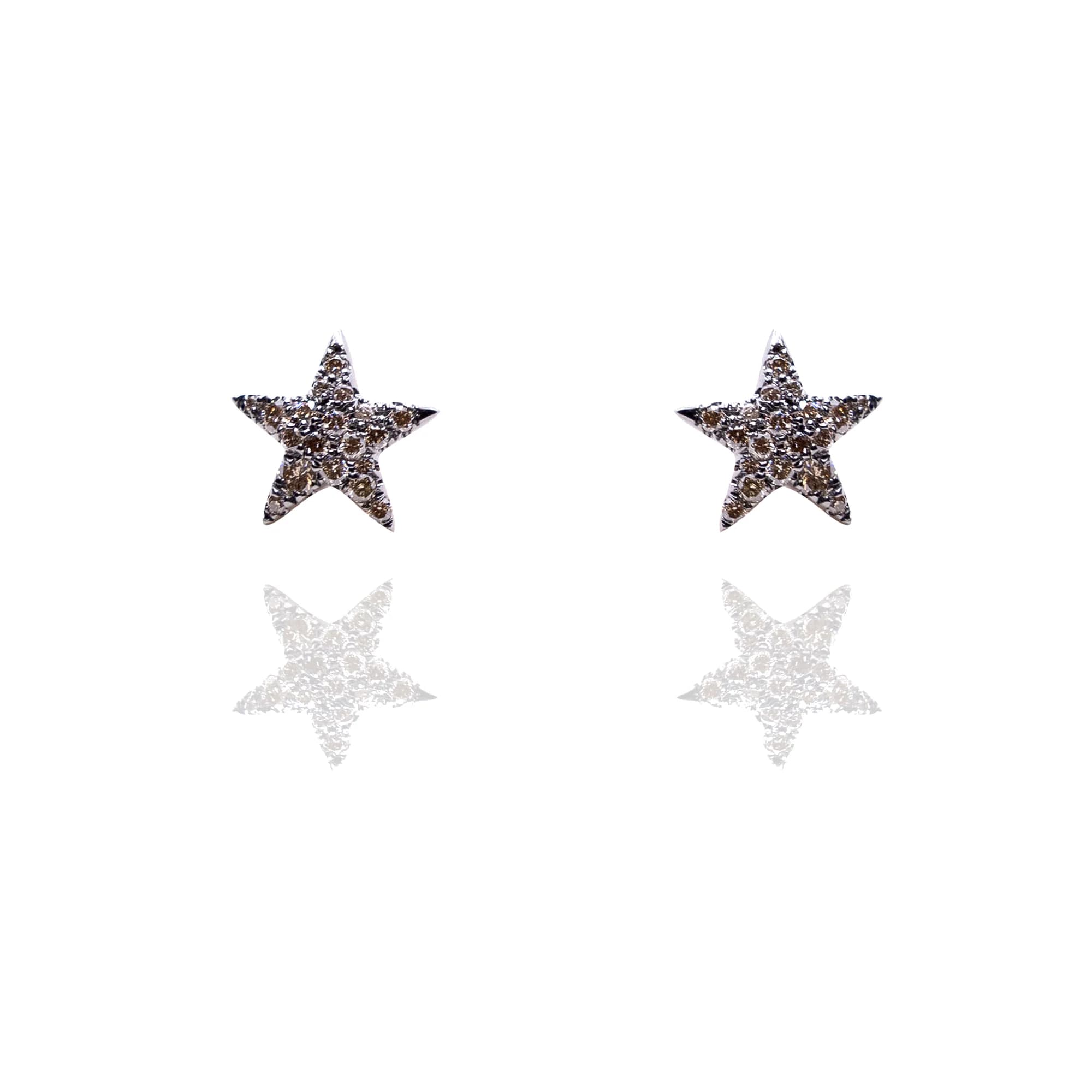 Pendiente estrella oro rosa de ley y brillantes brown