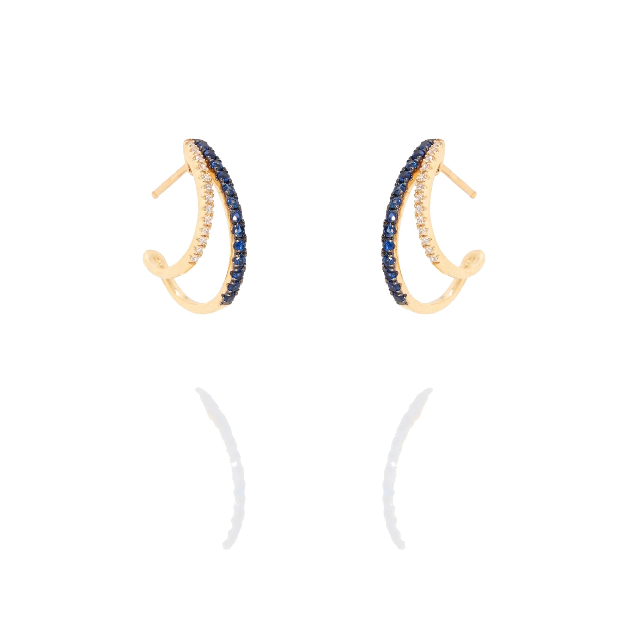 Pendientes oro amarillo brillantes y zafiros
