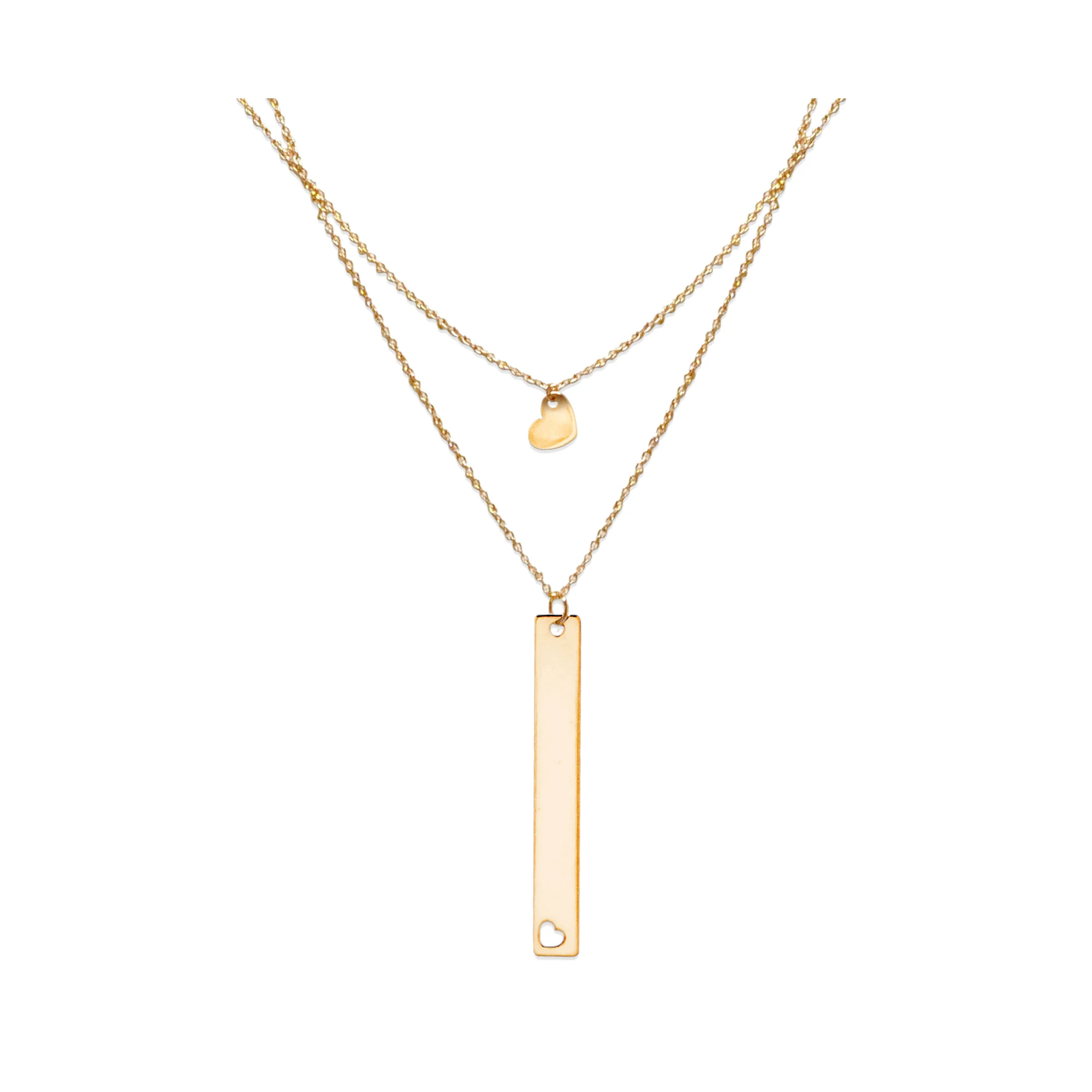 Colgante oro rosa con cadena y chapa de corazón