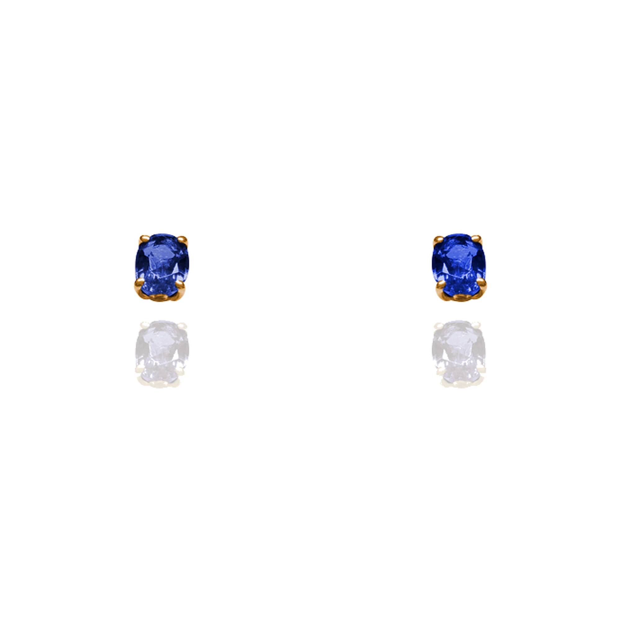 Pendientes oro de ley blanco y zafiro