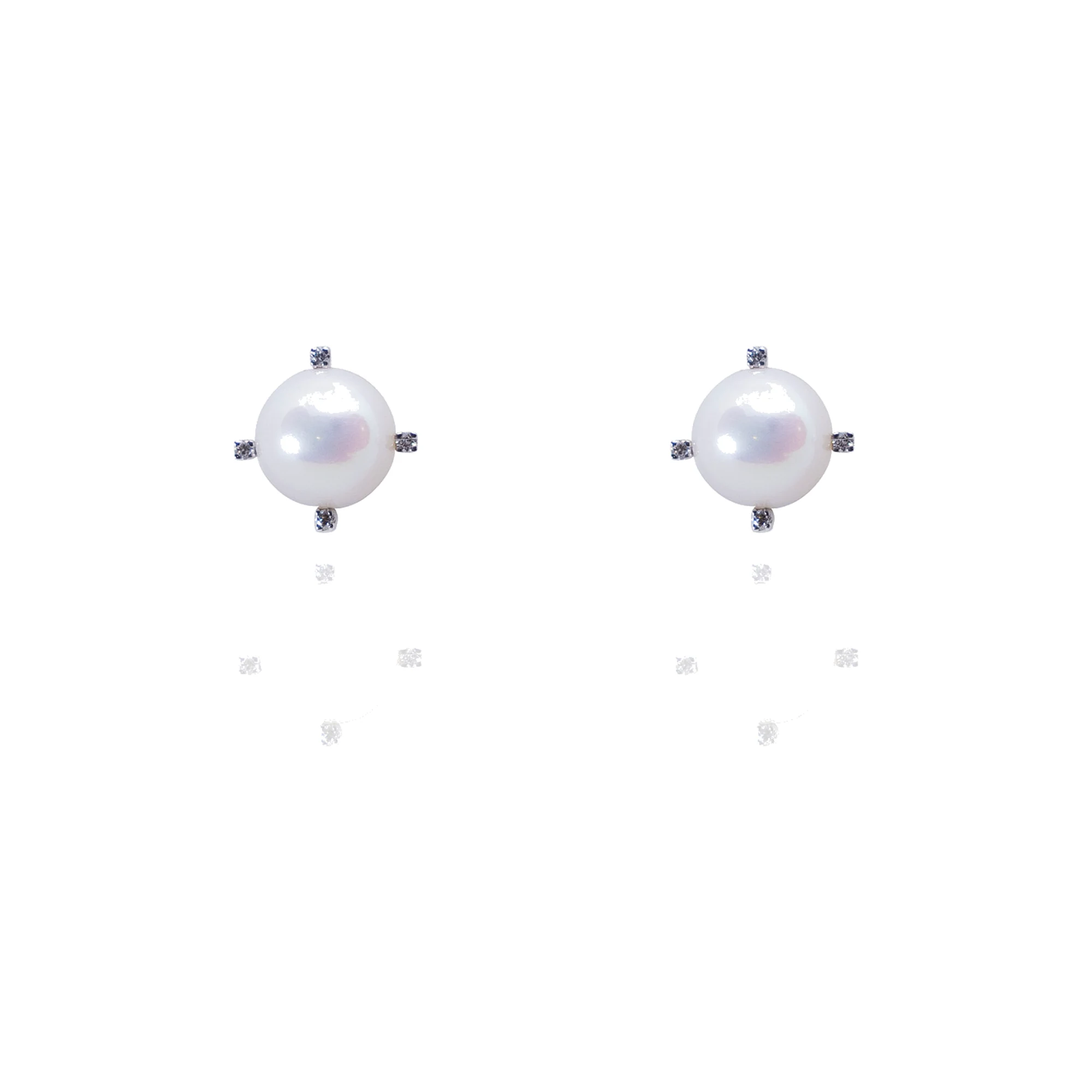 Pendientes perlas en oro blanco y brillantes