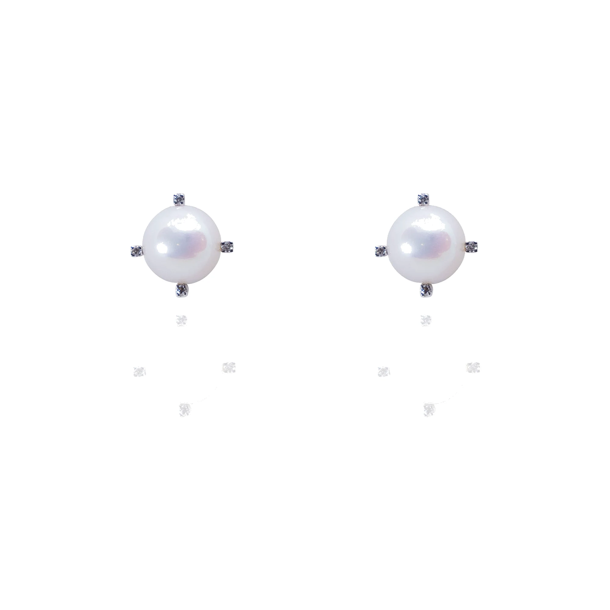 Pendientes perlas en oro blanco y brillantes