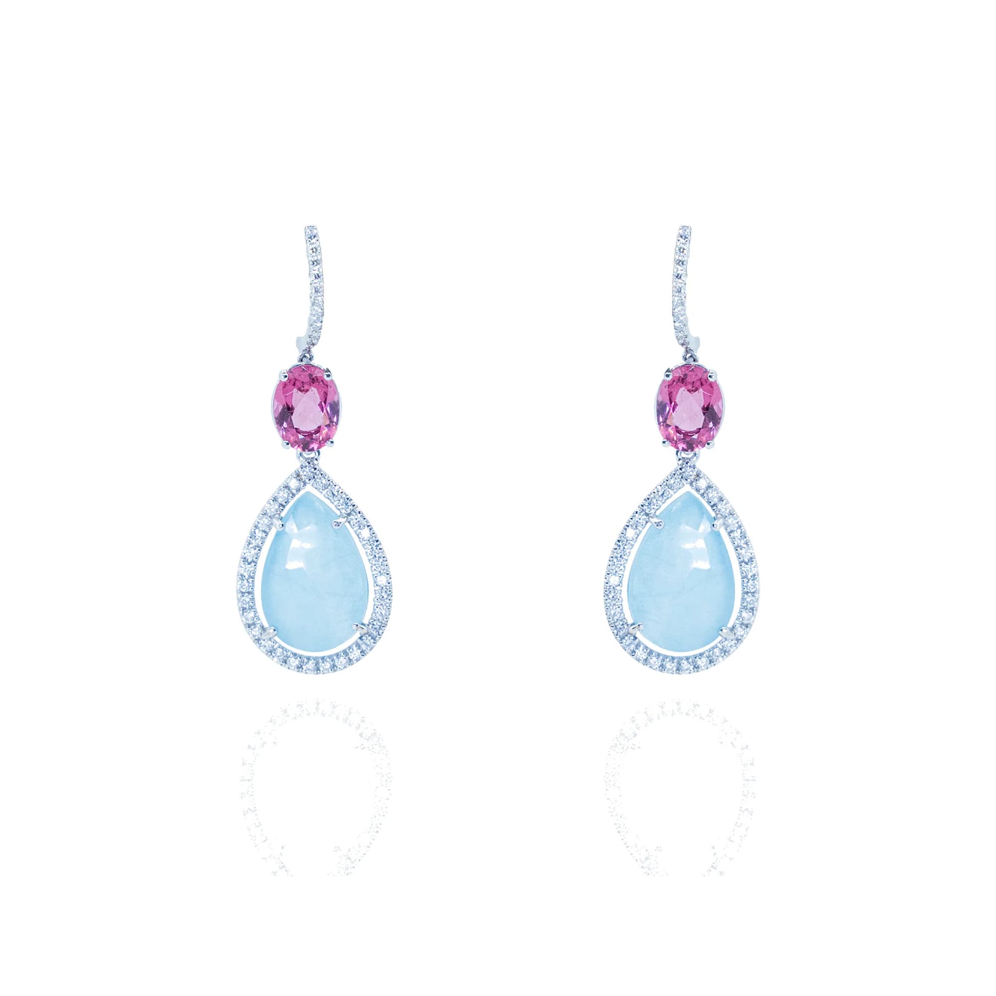 Pendientes oro blanco y brillantes