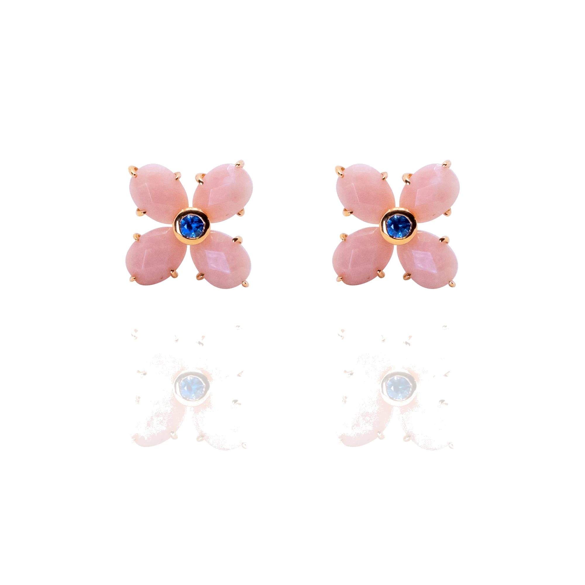 Pendientes oro de ley rosa con piedras de color