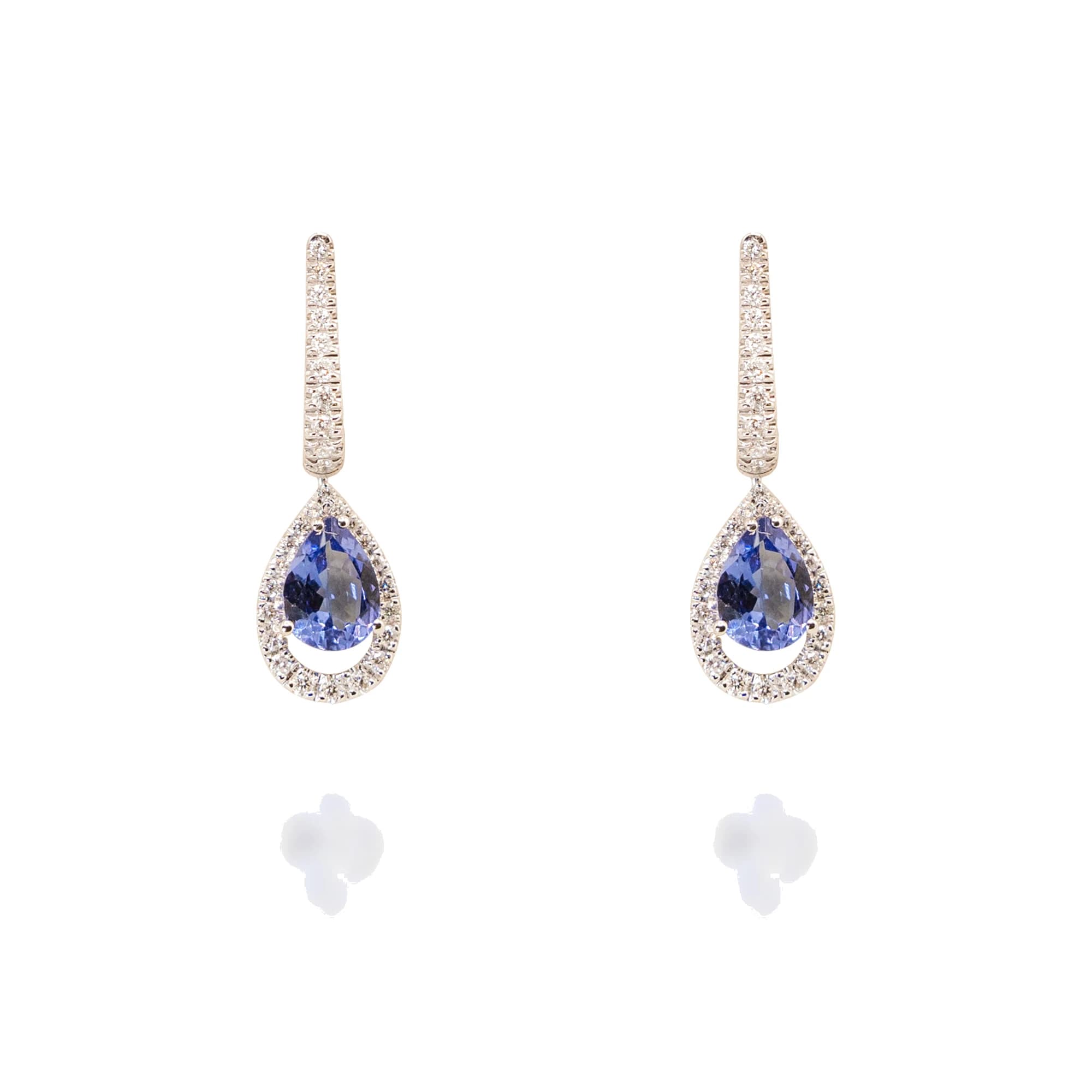 Pendientes oro blanco y tanzanita