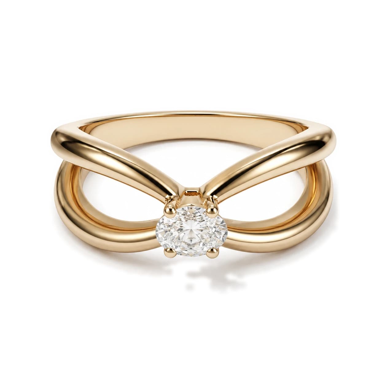 Anillo cruzado con solitario