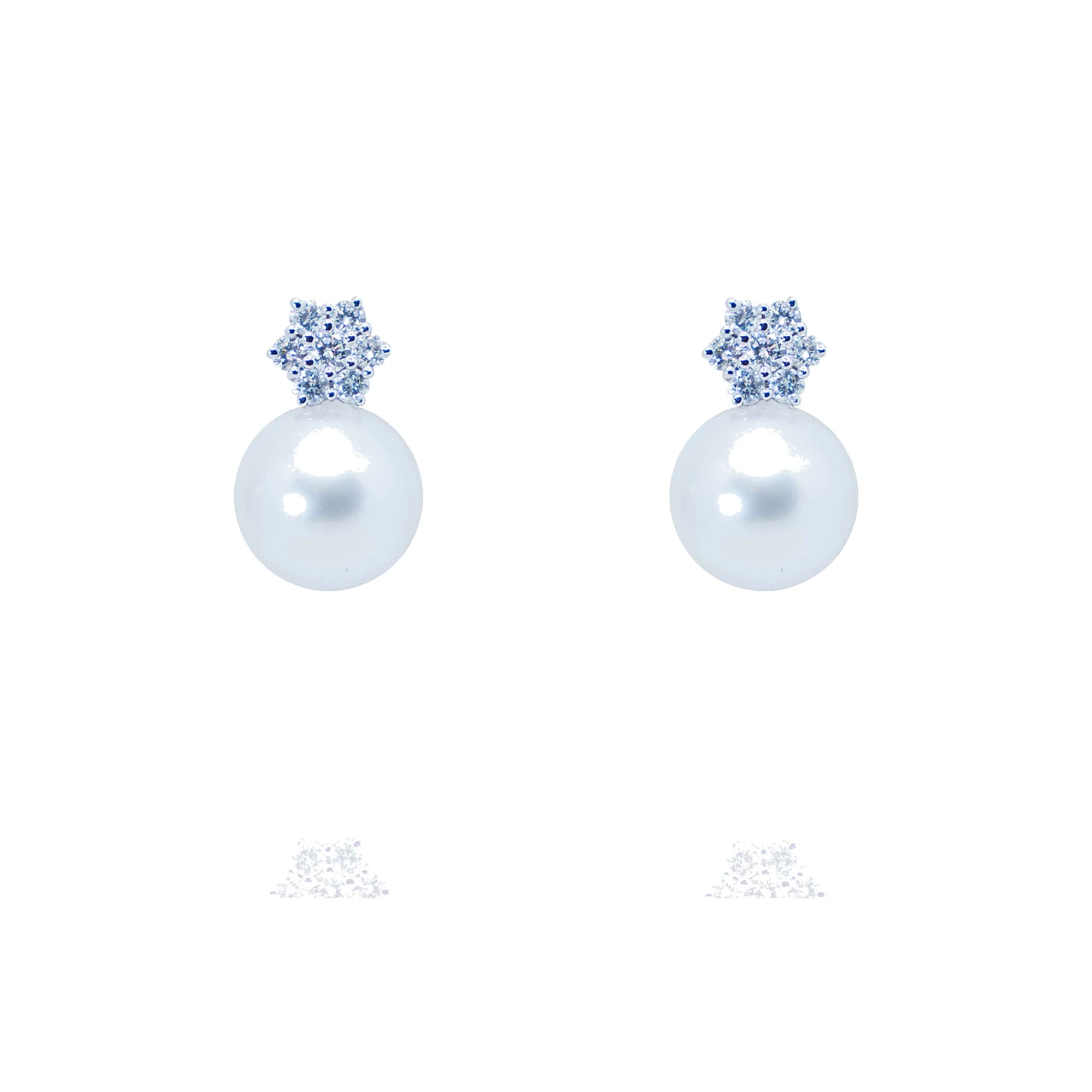 Pendientes oro blanco de 18 quilates, diamantes y perlas