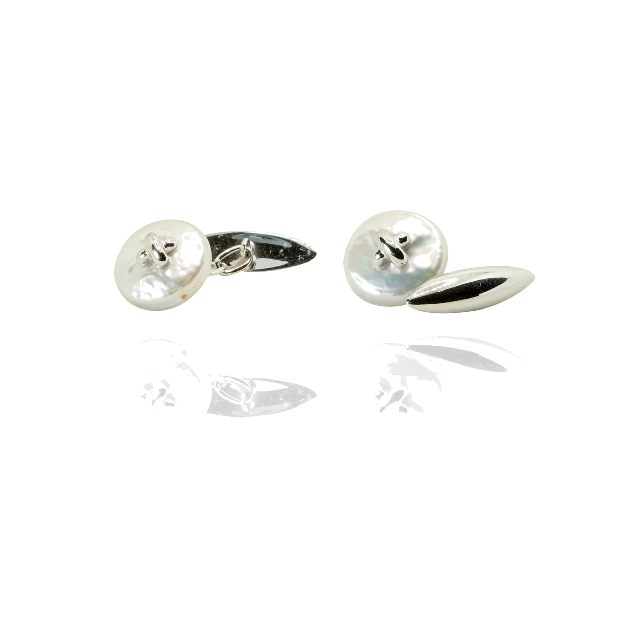 Gemelos oro blanco y perlas