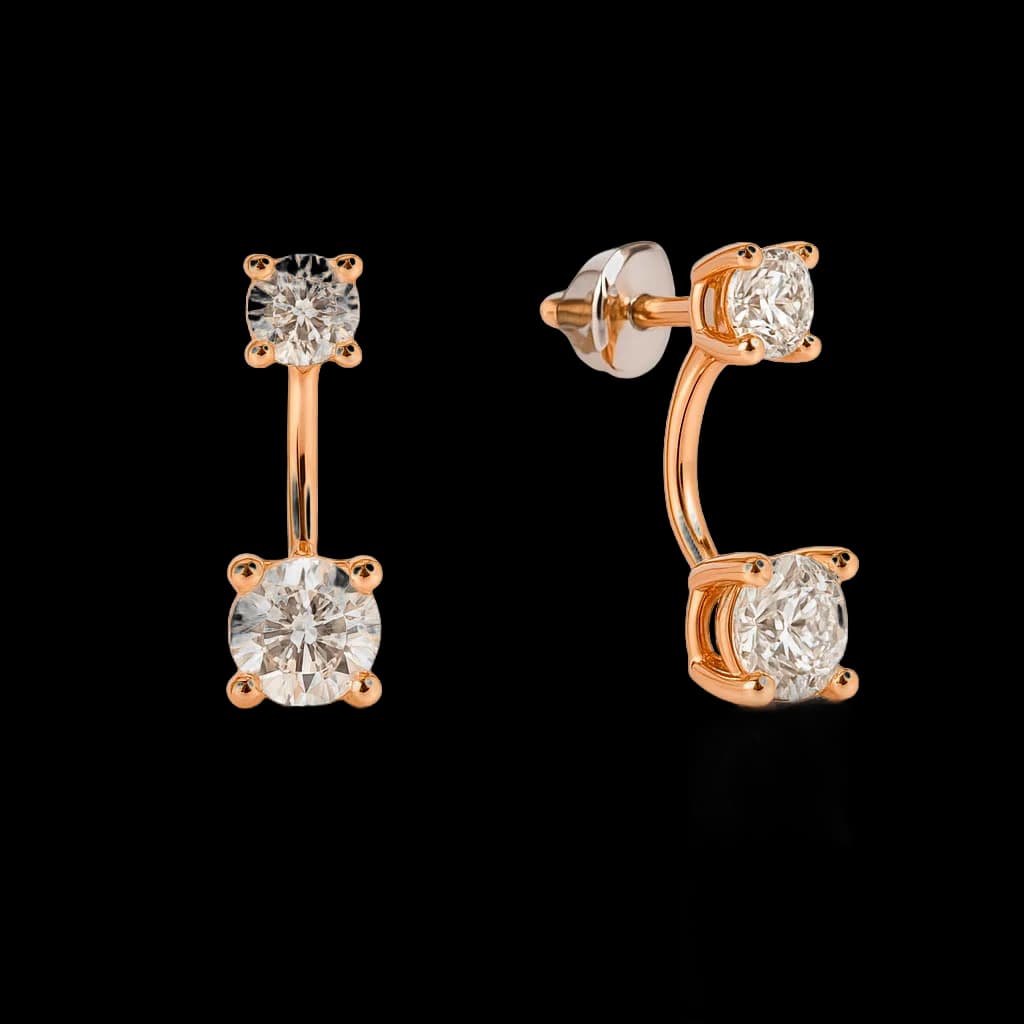 Pendientes oro rosa y brillantes