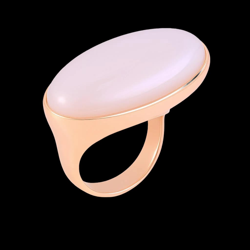 Anillo oro y ágata blanca