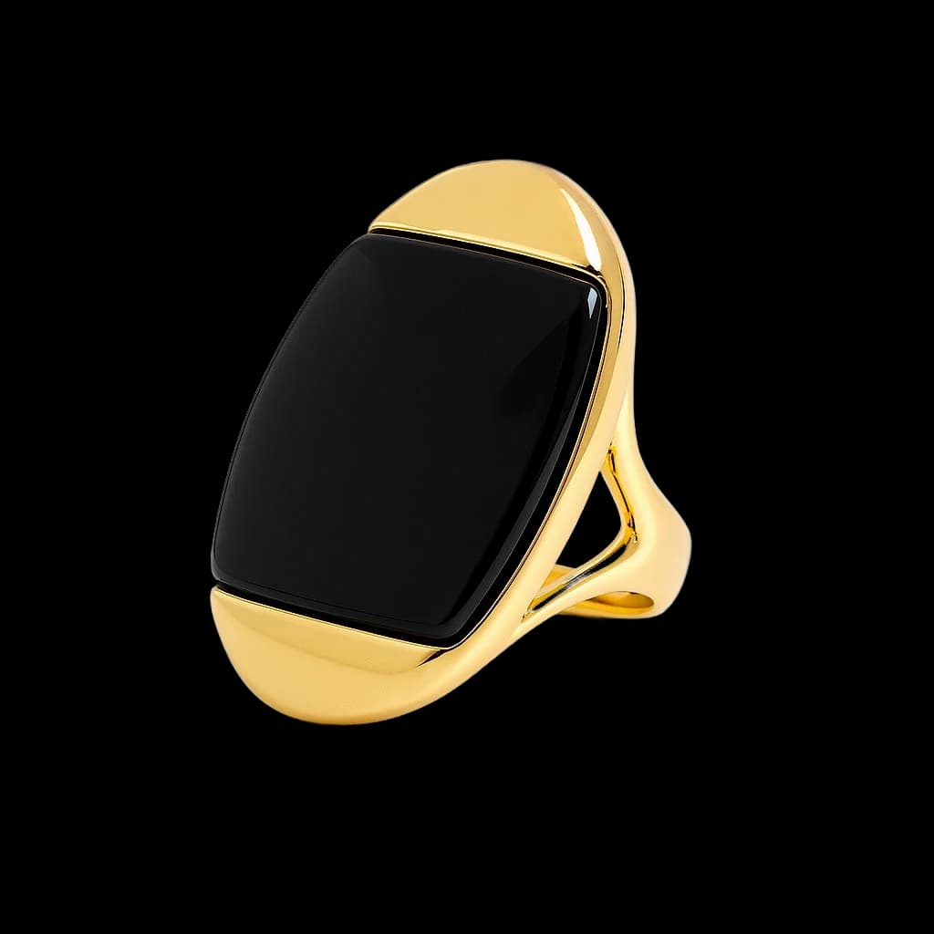 Anillo oro obsidiana negra