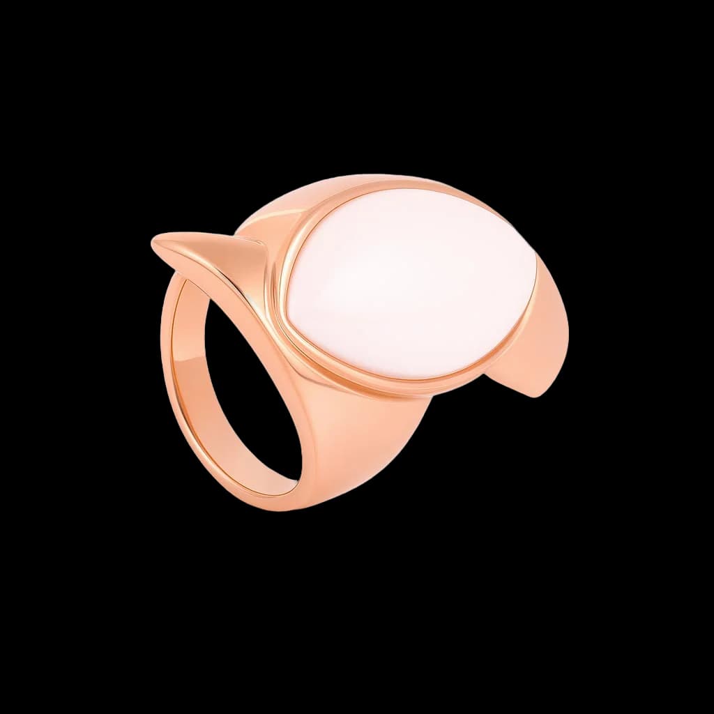 Anillo oro cuarzo lechoso