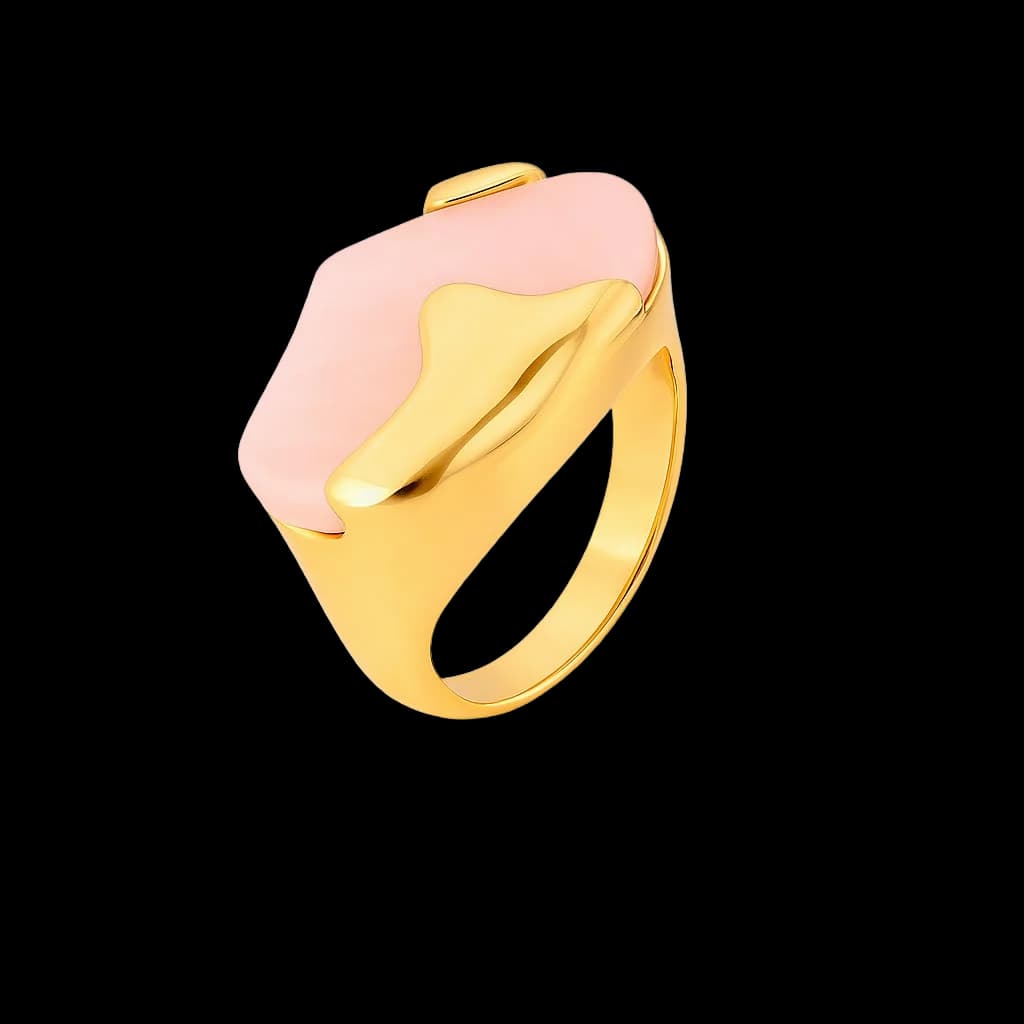 Anillo oro cuarzo rosa