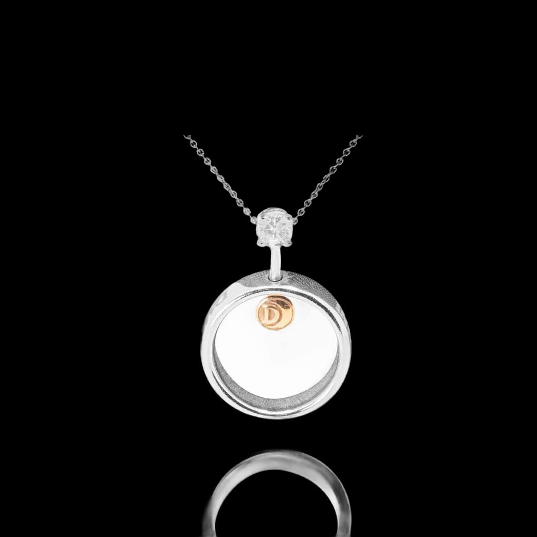 Colgante con cadena oro bicolor y diamante engastado