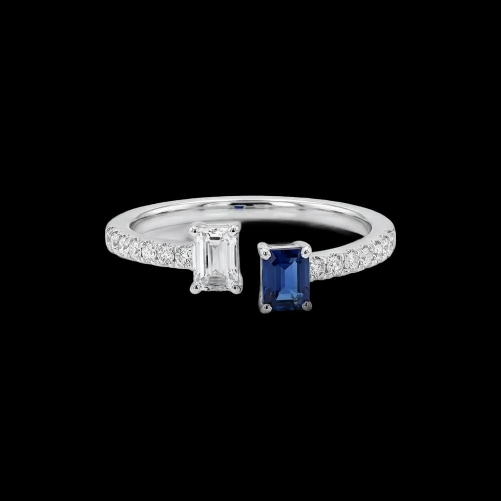 Anillo oro blanco y zafiro